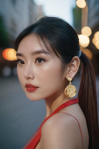 (glamour photography:1.3) photo of LinkGirl in her 20s, {ponytail|bobcut}, {korean|japanese|chinese}, wearing a fiery red bodycon dress with gold hoop earrings and nude pumps:1.4), dfdd, (blush:0.9), (goosebumps:0.5), solo, beautiful, masterpiece, photorealistic, hi-res, hdr, 8k, remarkable color, ultra realistic, iridescent eyes, remarkable detailed pupils, textured skin, realistic dull skin noise, visible skin detail, skin fuzz, dry skin, (gravure posing for picture:1.2), (cowboy shot:1.6), (detailed (manila) streets:1.6), soft bounced lighting, ray tracing, subsurface scattering, {low angle|(shot from a dutch angle:1.4)}, golden ratio, (shot on Leica T), RAW candid cinema, 50mm portrait lens, shallow depth of field, Fujicolor Pro film