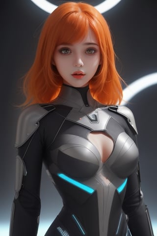 cute, beautiful, detailed,1girl, futuristic,cool outfit,orange_hair,arshadArt 