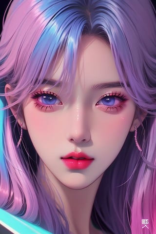 2023 style attractive and glowing super detailed lofi pastel kpop girl, very detailed and well designed expressive eyes, realistic anime, lofi vaporwave anime city landscape, synthwave, futuristic vibes, vaporwave colour, anime, modern style, 2023 style, simple --niji