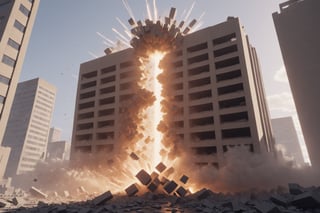 (Control game), remedy, by Sam lake, volumetric light, fractals, explosion, epic heatwave, epic shockwave, soundwave, brutalism, building destruction, avengers style, Movie Still