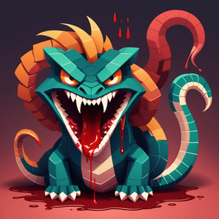 a angry (snake monster icon) [firefox: snake: 0.5] eats himself, (blood:1.3), Minecraft style