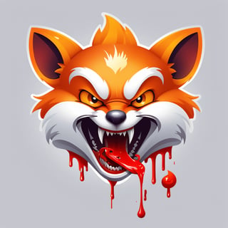 a angry (firefox icon) [firefox: snake: 0.5] eats a mouse, (blood:1.3), on write background, aero, glass, glassmorphism, concept, ui design, icon, bold stroke