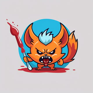 a angry (monster icon) [firefox: snake: 0.5] eats a mouse, (blood:1.3), on write background, aero, glass, glassmorphism, concept, ui design, icon, bold stroke, (minimalism:1.3), flat design