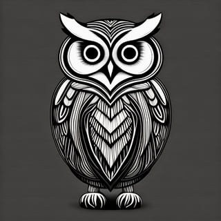 coloring book, bold line art.  White and black minimalistic draw coloring page for a owl,  Defined lines. Clean Drawn. Vector, Coloring Page, Bold line art, Coloring Book, Outline