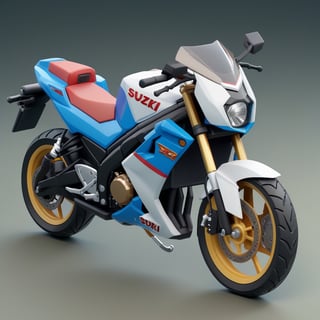 cute 3D isometric model of a suzuki satria f150 motorbike| blender render engine niji 5 style expressive,3d isometric,3d style,