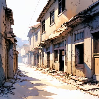 Fantasy realistic watercolor painting art of abandon street. there big text at street" follow ILDZIKF AI"