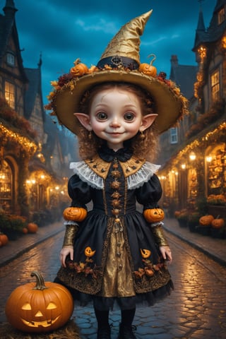 (Aetherpunk style:1.4),wide angle,8k , ultra quality ,nature,pagan imagery,cute very young Halloween witch,10 years old girl,(big smile),art by Giuseppe Arcimboldo,gold detailed,utopia,magic,(Halloween atmosphere),neon detailed,beasts,mages,((in Halloween town,amazing scenery)),(highly detailed:1.2),(ultra realism:1.2), realistic, detailed, textured, skin, hair, eyes, by Alex Huguet, Mike Hill, Ian Spriggs, JaeCheol Park, Marek Denko,(side view:1.5)
,