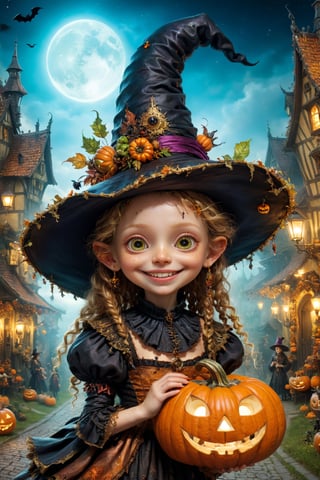 (Aetherpunk style:1.4),wide angle,8k , ultra quality ,nature,pagan imagery,cute very young Halloween witch,10 years old child,(big smile),,art by Giuseppe Arcimboldo,gold detailed,utopia,magic,(Halloween atmosphere),neon detailed,beasts,mages,((in Halloween town,amazing scenery)),(highly detailed:1.2),(ultra realism:1.2), realistic, detailed, textured, skin, hair, eyes, by Alex Huguet, Mike Hill, Ian Spriggs, JaeCheol Park, Marek Denko,(side view:1.5)
,