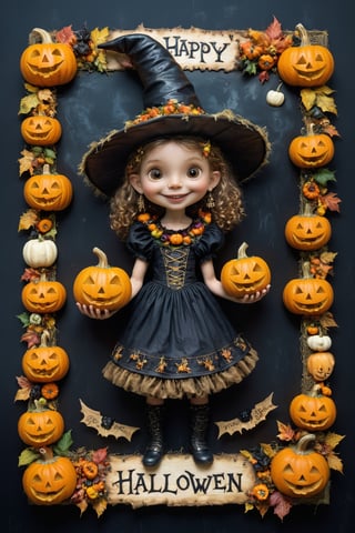 (Aetherpunk style:1.4),wide angle,8k , ultra quality ,nature,pagan imagery,cute very young Halloween witch,10 years old girl,((big smile)), holding a board with text as "HAPPY HALLOWEEN",art by Giuseppe Arcimboldo,gold detailed,utopia,magic,(happy Halloween atmosphere),neon detailed,beasts,mages,((in Halloween town,amazing scenery)),(highly detailed:1.2),(ultra realism:1.2), realistic, detailed, textured, skin, hair, eyes, by Alex Huguet, Mike Hill, Ian Spriggs, JaeCheol Park, Marek Denko,(dynamic angle:1.5),
,text as "",style_brush