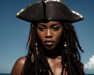 from pirates of the caribbean ,,  photo of a gorgeous black woman, dark-skinned goddess,Pirates of the Caribbean