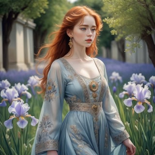 
Photographic ((full_body_shot)), Beautiful and stunning image of an ancient Persian girl(authentic iris detail:1.46) (Iris pattern:1.33), barefoot, hyper detailed eyes, hyper detailed skin, walking through a vibrant lush flower field, tress, grass, flowers, marble pillars, marble busts, (wearing a royal victorian dress, embroidery, filigree:1.25), (conservatively dressed), The style should be a fusion of Peter Lippmann's still life compositions, Barry Windsor Smith's intricate linework, Sandro Botticelli's ethereal beauty, and Burne-Jones' romanticism. The redhead's captivating gaze draws the viewer in, her beauty so striking that it's almost unbelievable. The medium should be digital photography, capturing the photorealistic detail and texture. The composition should be a full_body_shot, taken with a high-resolution 16k camera, using a 50mm lens for a sharp focus on the redhead, Miki Asai Macro photography, close-up, hyper detailed, trending on artstation, sharp focus, studio photo, intricate details, highly detailed, cinematic, (full shot),OHWX WOMAN,Movie Still, open tits