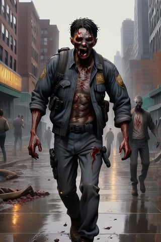 (Alta calidad de video, fluidez de la imagen en movimiento) ciudad de Boston en caos, ciudad en Apocalipsis, disturbios gente corriendo, zombies.