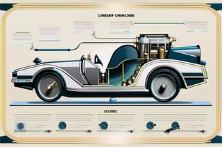 a website of a design for a detailed schematic representation of a time machine with different side views. 