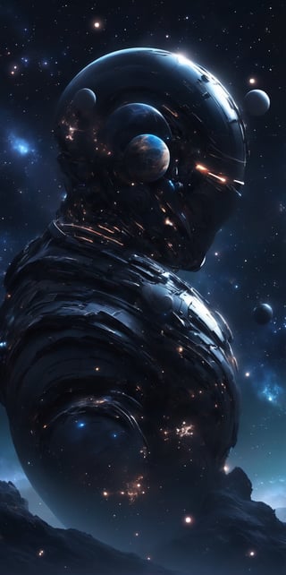  planet, stars, galaxy, dark, black, silence background,cyborg style