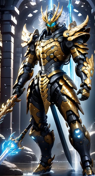 basead from Yoga character from swan, Knights of the Zodiac agile angry, ice coming out of the knight arm, powerful figure wearing futuristic black and yellow Hair, blueBronze Knights of the Zodiac armor and weapons, reflection mapping, realistic figure, hyper-detailed cinematic lighting photography, 32k uhd with a golden staff, lighting rgb in suit,
By: panchovilla,mecha