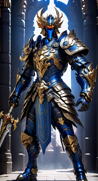 Ikky character from Fenix Knights of the Zodiac agile angry, powerful figure wearing futuristic black and Dark blue Bronze Knights of the Zodiac armor and weapons, reflection mapping, realistic figure, hyper-detailed cinematic lighting photography, 32k uhd with a golden staff, lighting rgb in suit,
By: panchovilla,mecha