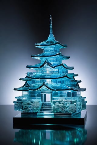 glass sculpture, Japanese castle, (studio lighting) ,<lora:659095807385103906:1.0>