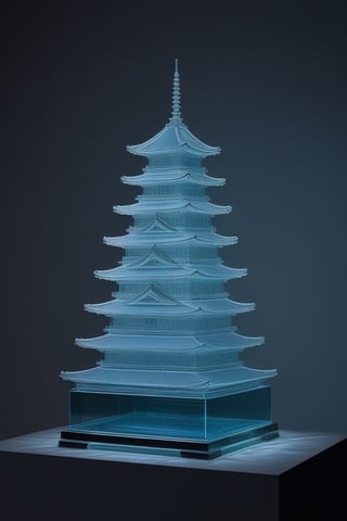 glass sculpture, Japanese castle, (studio lighting) ,<lora:659095807385103906:1.0>