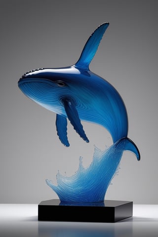 glass sculpture, 1 whale, jumping, (studio lighting) ,<lora:659095807385103906:1.0>