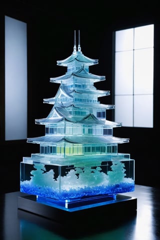 glass sculpture, Japanese castle, (studio lighting) ,<lora:659095807385103906:1.0>