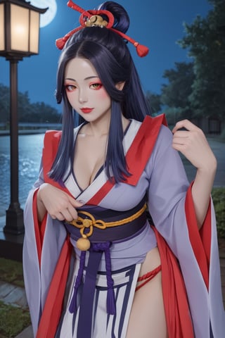 1 girl, beautiful face, onmyoji outfit, detailed hair, night, outdoor 