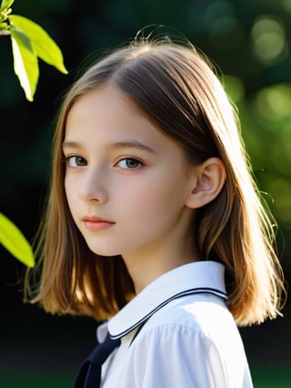 a half-body portrait photo of a Russian-German fashion model, (age 12-15:2), (dynamic pose:1.3), upper body, close up, gorgeous face, highly detailed face, smooth soft skin, looking at viewer, (from side:0.9), make up, (pubescent girl, short girl, slender girl, very thin:1.2), (summer school uniform:1.1), (outdoors, in deserted park, in the morning, dark background:1.4),

More Reasonable Details,