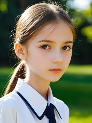 a half-body portrait photo of a Russian-German fashion model, (age 12-15:2), (dynamic pose:1.3), upper body, close up, gorgeous face, highly detailed face, smooth soft skin, looking at viewer, (from side:0.9), make up, (pubescent girl, short girl, slender girl, very thin:1.2), (summer school uniform:1.1), (outdoors, in deserted park, in the morning, dark background:1.4),

More Reasonable Details,