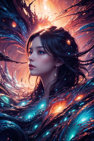 (masterpiece, top quality, best quality, official art, beautiful and aesthetic:1.2), (1girl), extreme detailed,(abstract, fractal art:1.3),colorful hair,highest detailed, detailed_eyes, light_particles, ,fantasy_world