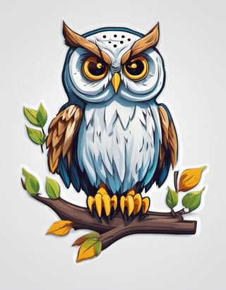 Leonardo Style, sticker,3d,cartoon,white background,vector, owl