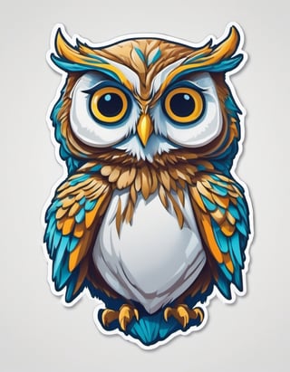 Leonardo Style, sticker,3d,cartoon,white background,vector, owl