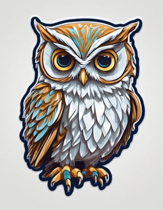 Leonardo Style, sticker,3d,cartoon,white background,vector, owl