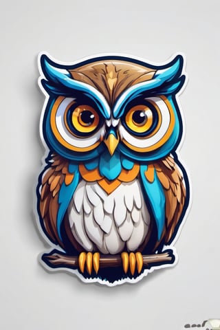 sticker,3d,cartoon,white background,vector, owl,onl style,