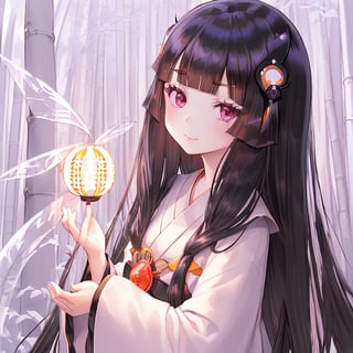 
 (black hair:1.5),
masterpiece, best quality, intricate details, (kaguya-hime:1.5), (little girl:1.5), (petite:1.5), beautiful child, light pink hair, white skin, light purple eyes, traditional Japanese kimono, bamboo forest background, full moon in sky, ethereal glow, innocent smile, (childlike features:1.2), (fairy tale atmosphere:1.3), upper body portrait, 
