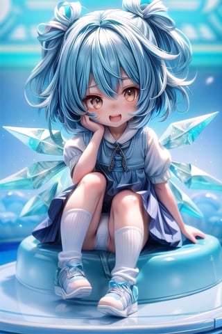 full_body:1.5,(sexy_pose:1.2), 1girl, blush, shy, pout, cute_fang,  best quality, highest quality, detailed_eyes, extremely detailed, highres, cirno, (blue_hair quality:2), white_panties,fantasy_princess,zzenny_n,rimgramm