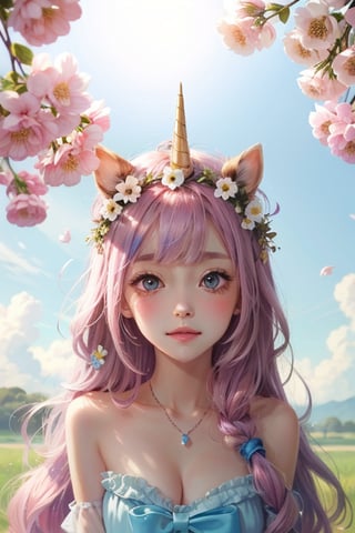 Pink unicorn with flower crown 