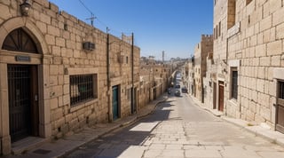 empty ancient Jerusalem hill street 