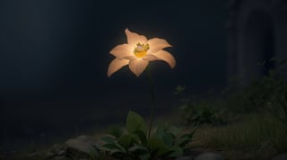 misterios glowing flower in the darkness, 4D, 8k, opaque everything else