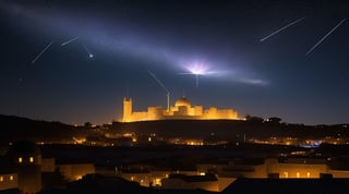 only one big Comet, night sky, old Bethlehem 