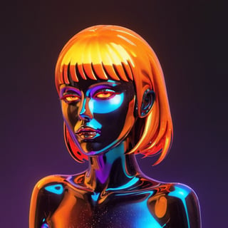 portrait of a mysterious girl saint, cinema 4d, gowing eyes, bored, punk fashion, boiling colors, dripping slime liquid lava, undersater, burning, cosmic, gamer, minimalist illustration, retro futuristic, inspired by Jamie Hewlett, glowing, black background,aw0k meltdown style