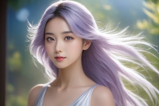 Realistically portrayed and full-length, nude, Saori Kido, also known as Athena, is a 16-year-old girl of great elegance and beauty that arouses admiration around her. Ella's hair is long and a purple-blonde hue, flowing softly to her shoulders and framing her face. Her eyes are an intense light blue, with a serene and compassionate gaze that reflects her role as her protector and leader. On her left wrist she wears a golden bracelet with a small symbol that represents the Pegasus constellation, in honor of the Knight of Pegasus, Seiya, one of her faithful protectors. In her right hand she holds a ceremonial scepter that exudes a sense of divine power. The expression on her face combines grace and serenity, with a slight smile that reflects her confidence in good and her desire to protect humanity. Her presence radiates authority and warmth, inspiring those around her to fight for justice and peace, full length shot, cinematic lighting, full length shot through the lens of a high speed DSLR camera, portrait of whole body.