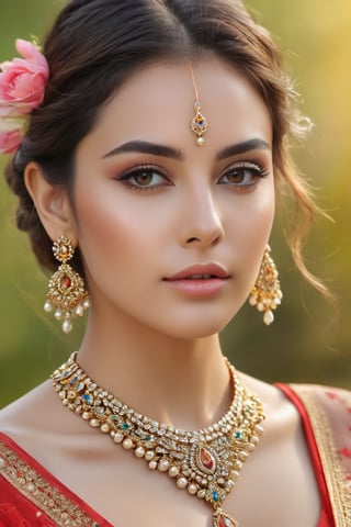 Create a yourself as female beauty, high detailed, nature background, photo realistic, high quality,ssmiling, wide range of colours.,photo r3al,detailmaster2,((full bady shot)),jewellery,