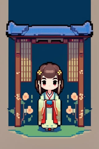 1girl, wearing hanfu ,lofi,pixel art,chibi