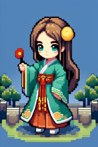 1girl, wearing hanfu,pixel art,chibi