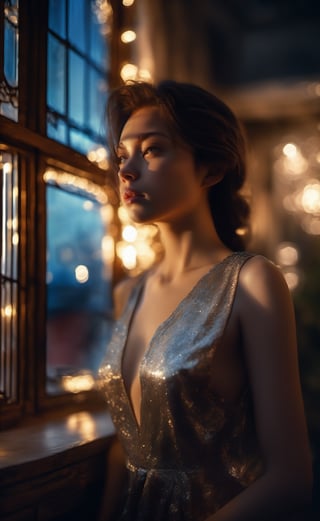 (masterpiece), (extremely intricate:1.3), (realistic), portrait of a girl, the most beautiful in the world, (night suit), metal reflections, full body, indoors, light moonlight, castle bedroom, professional photograph of a stunning woman detailed, sharp focus, dramatic, award winning, cinematic lighting, octane render, unreal engine, volumetrics dtx, (film grain, blurry background, blurry foreground, bokeh, depth of field, moon visible from a window, motion blur:1.3), chainmail,perfecteyes,m4d4m