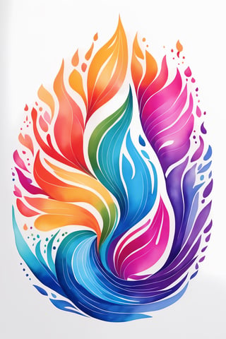 coloring graphic logo illustration of 3 6 9 pattern, vector, abstract watercolour design, intricate detail, bright color, solid white background, made with adobe illustrator, in the style of Studio Gibli, nature, splashing