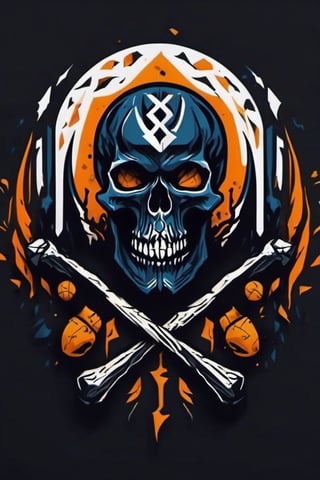 Create a logo for a fitness brand and incorporate runes and skulls into the image 