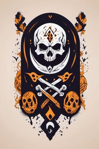 Create a logo for a fitness brand and incorporate runes and skulls into the image 