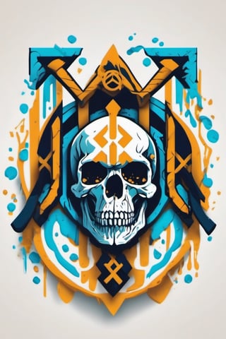 Create a logo for a fitness brand and incorporate runes and skulls into the image 