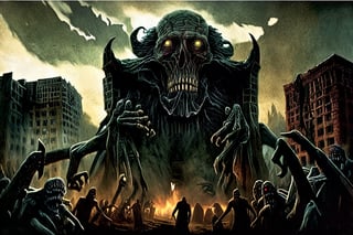 apocalyptic Sinister and disturbing monsters that are in the shadows lurking with very bad intentions to scare people. The monster in question is a creation of Lovecraft.,LegendDarkFantasy,post-apocalyptic