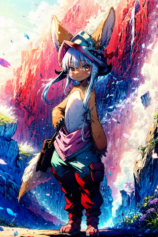  1girl, solo, furry, nanachi \(made in abyss\), nanachihat, nanachipants, standing, looking at viewer, smile, (animal_ear:1.1) ,(nanachi:1.3)